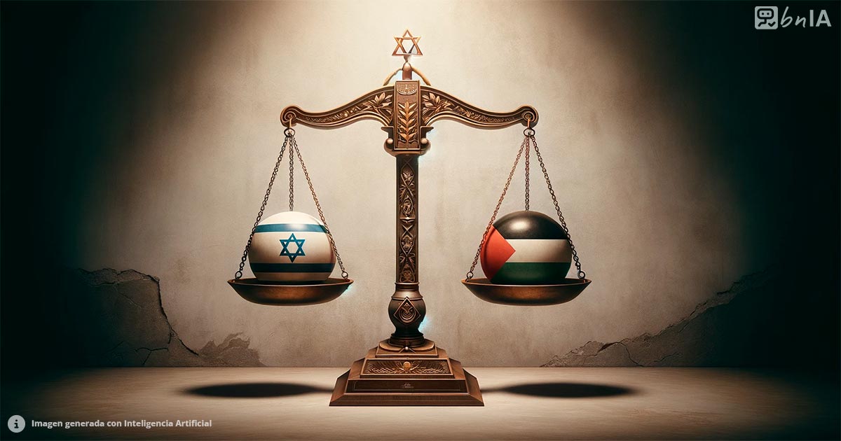 Ilustracion balanza israel y palestina