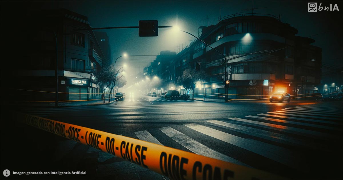 Ilustracion ciduad de noche escena del crimen