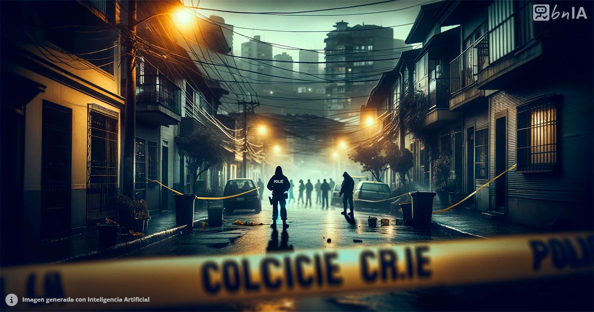 Ilustracion escena del crimen en una ciudad de provincia