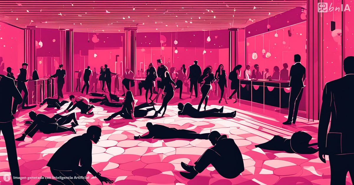 Ilustracion de caos en discoteca