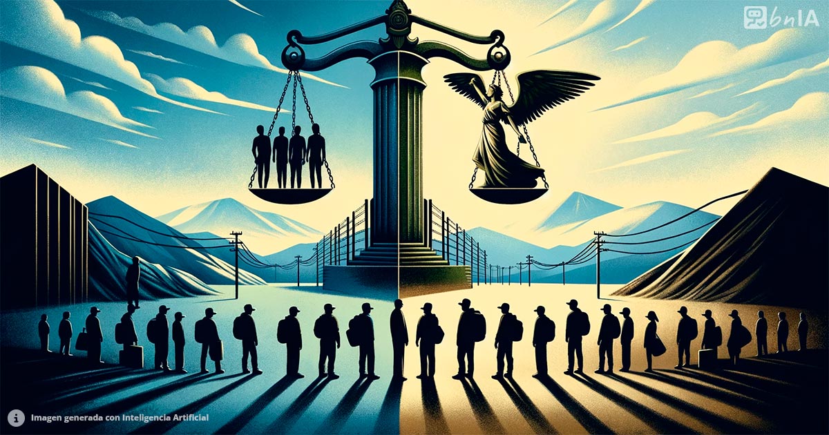 Ilustracion conceptual de inmigracion acorde a sistema legal