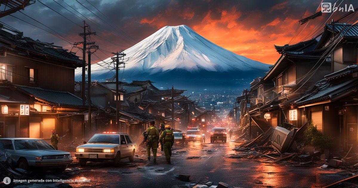 Ilustracion de japon tras un terremoto