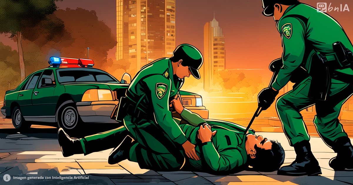 Ilustracion de policia asistiendo a una persona herida