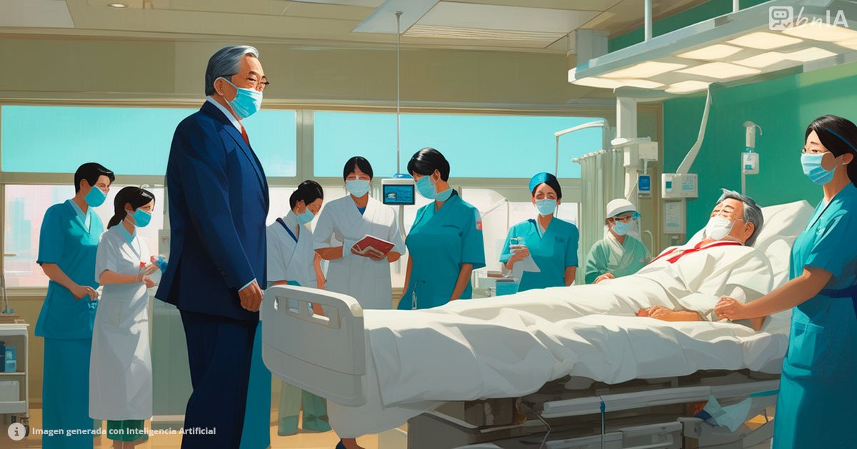 Ilustracion de politico recuperandose en hospital surcoreano