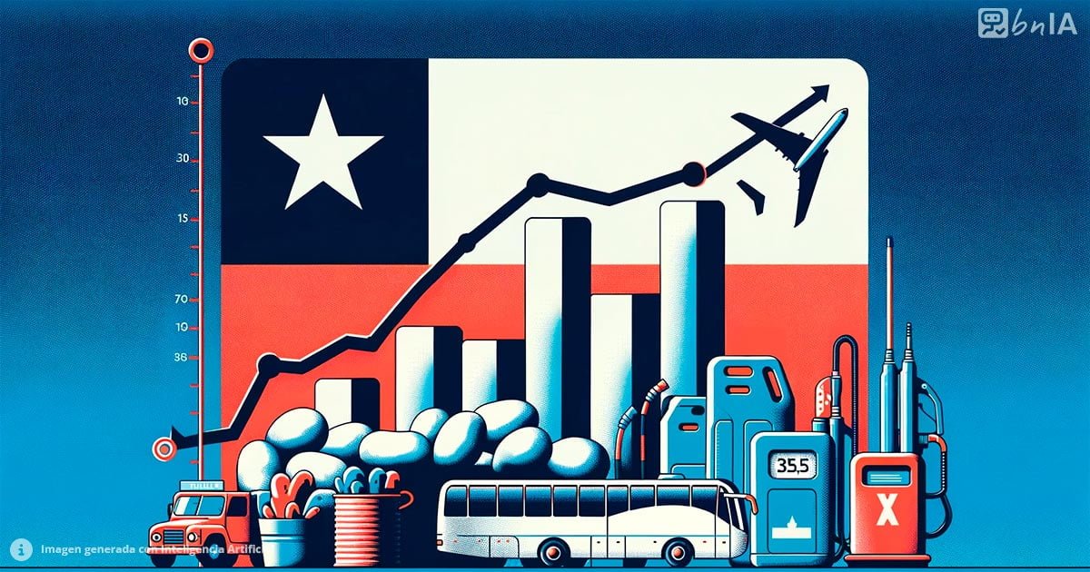 Ilustracion de economia chilena junto a productos y servicios