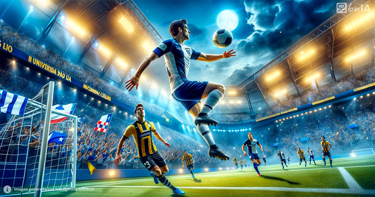 Ilustracion futbolista de azul