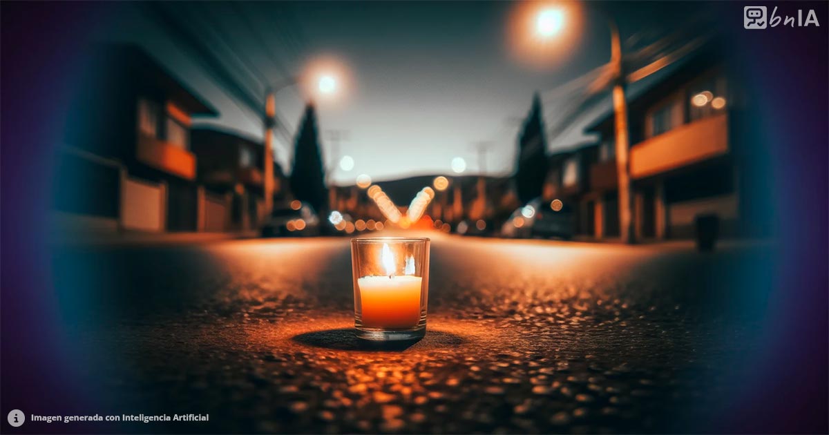 Ilustracion de vela en una calle, en señal de luto y respeto