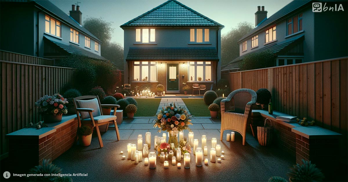 Ilustracion luto en casa con velas y flores