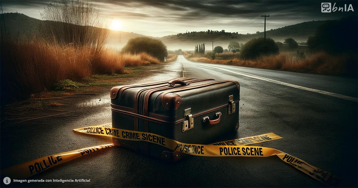Ilustracion de maleta de viaje crimen