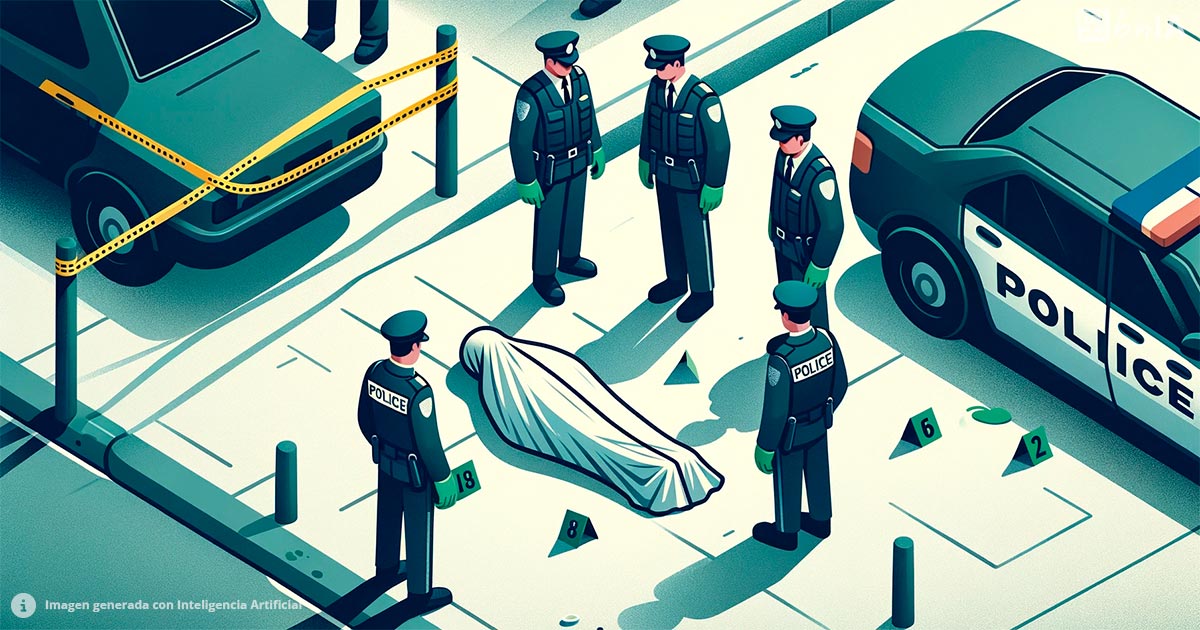 Ilustracion de policia investigando un cuerpo