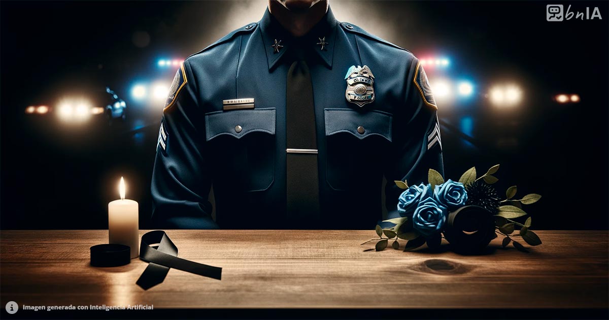 Imagen de luto policia uniforme azul