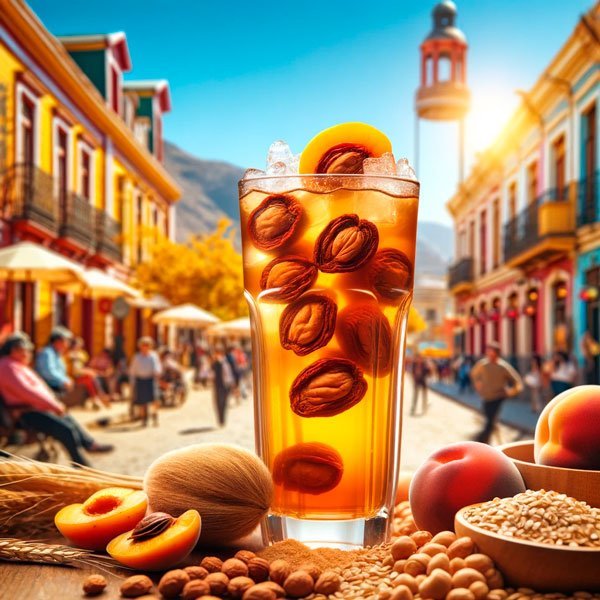 Ilustración Mote Con Huesillos, bebida tradicional chilena