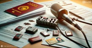 Ilsutracion microfono y pasaporte