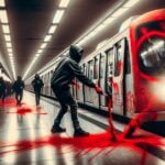 Vandalismo en el Metro de Santiago: Encapuchados pintan tren y dejan encerrados a pasajeros