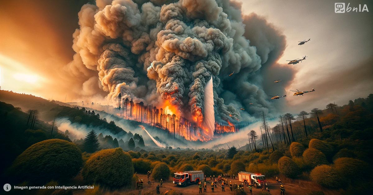 Ilustracion combate incendio Valparaiso Chile