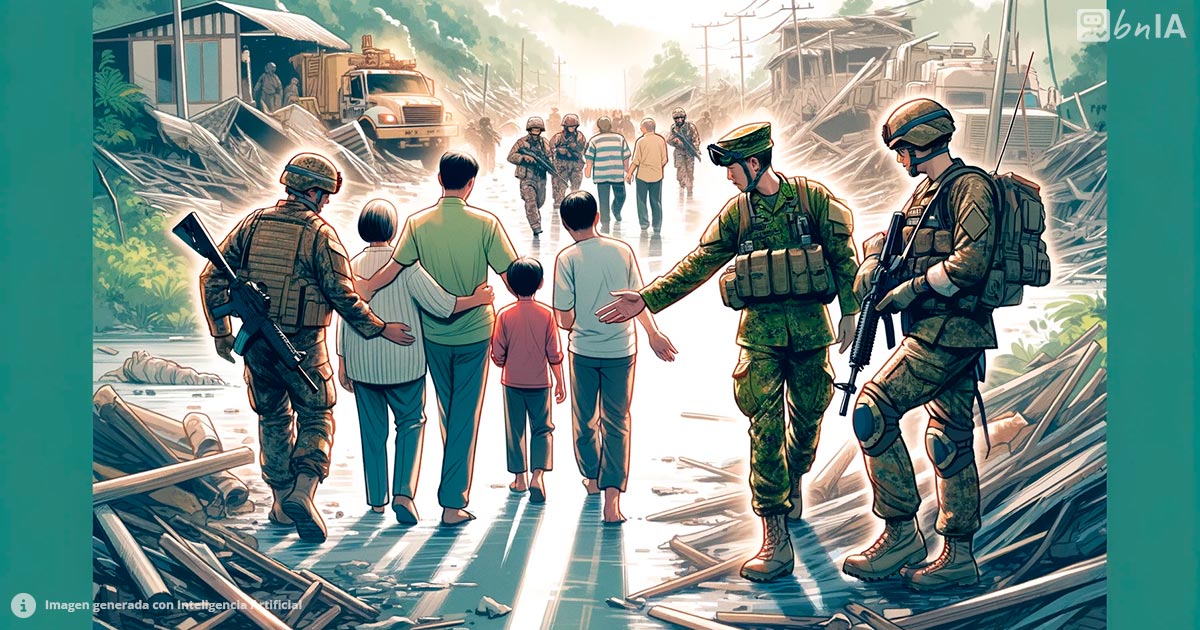 Ilustracion militares orientando civiles