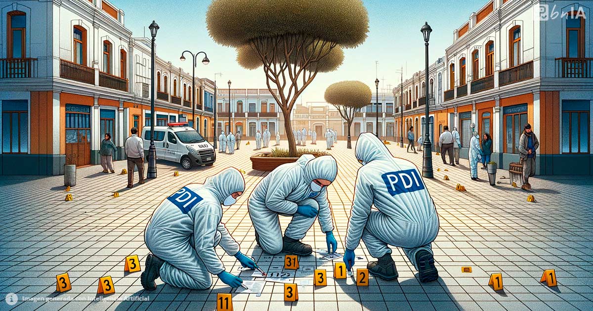Ilustracion policia investiganzo plaza del norte del pais