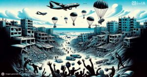 Ilustracion ayuda por aviones a Palestina