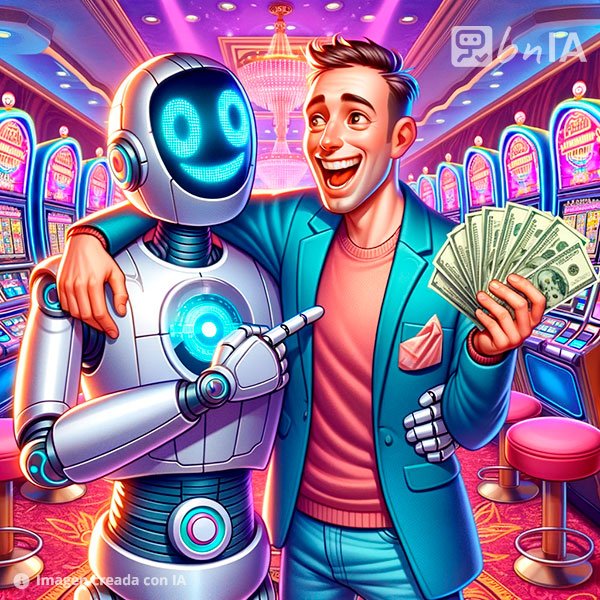 Ilustracion robot en casino amigo