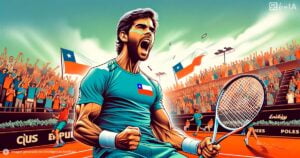 Ilustracion tenista chileno victoria y entusiasmo