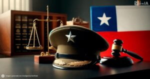 Ilustracion gorra militar y justicia chilena