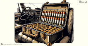 Ilustracion maletin con muncion en vehiculo