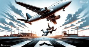 Ilustracion persona cayendo de un avion