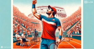 Ilustracion tenista chileno celebrando victoria