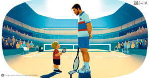 Ilustracion tenista con su hijo