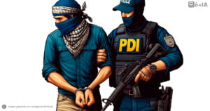 Ilustración terrorista siendo detenido por policia