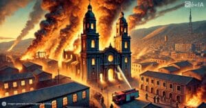 Incendio destruye histórica iglesia San Francisco en Iquique: la estructura colapsa por completo