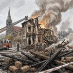 Voraz incendio y derrumbe de casona en Santiago Centro: Bomberos rescata a 10 personas atrapadas, una persona se mantiene desaparecida