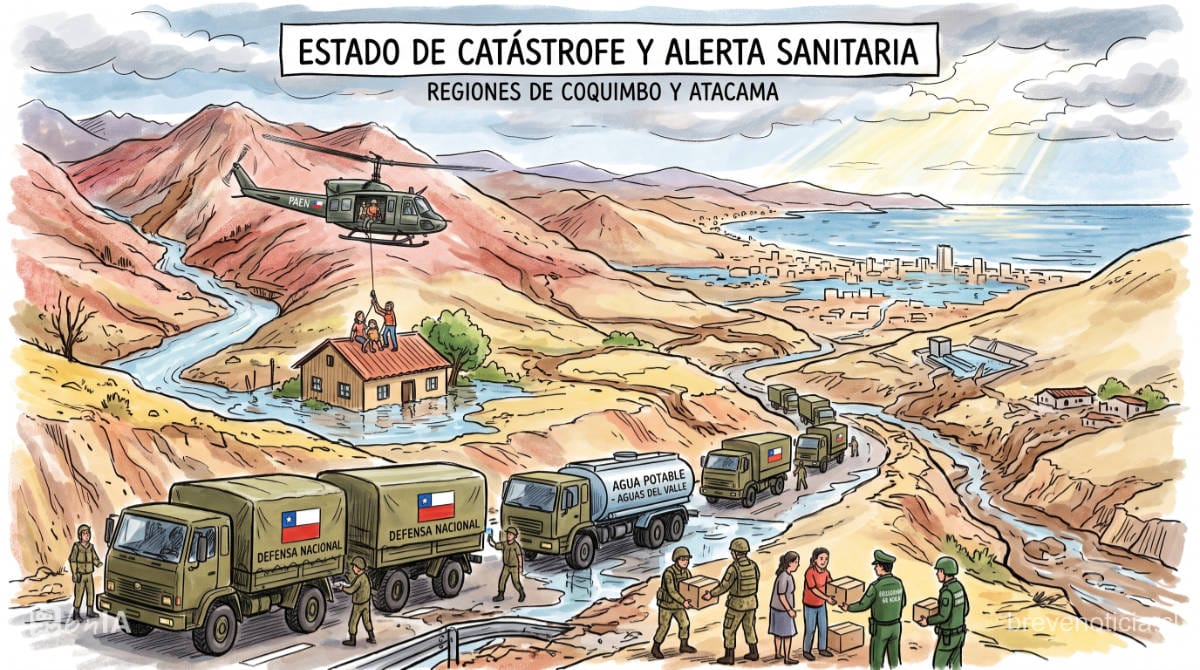 Gobierno decreta estado de catástrofe y alerta sanitaria en la Región de Coquimbo y la Provincia del Huasco tras devastador sistema frontal